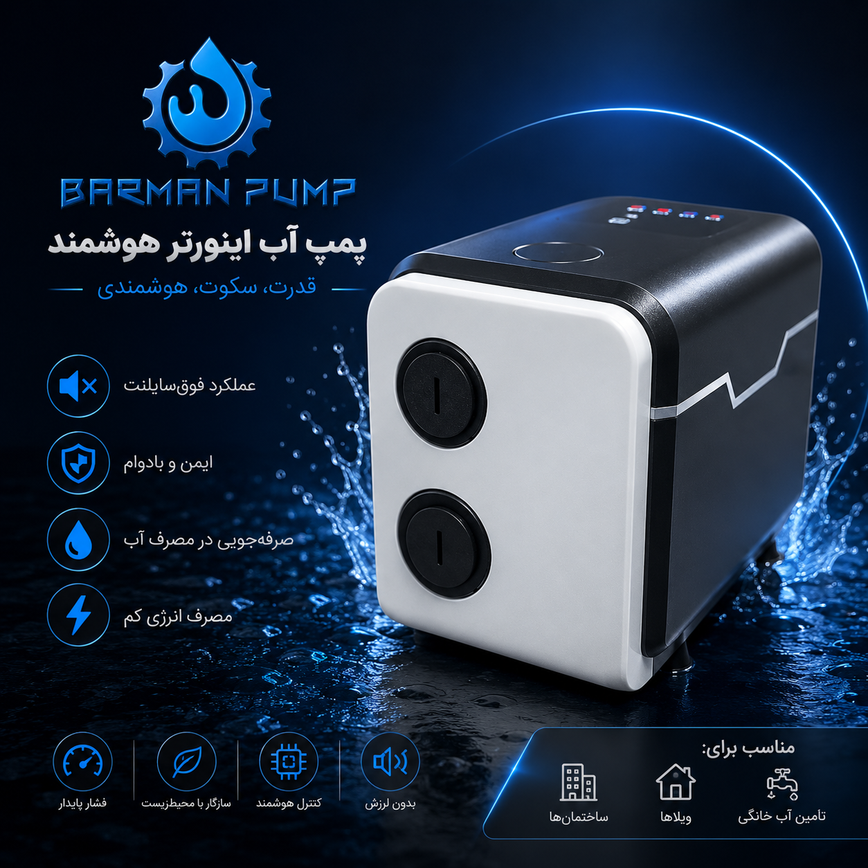 پمپ آب سوپر سایلنت الکتروژن مدل WGZ15-35EA