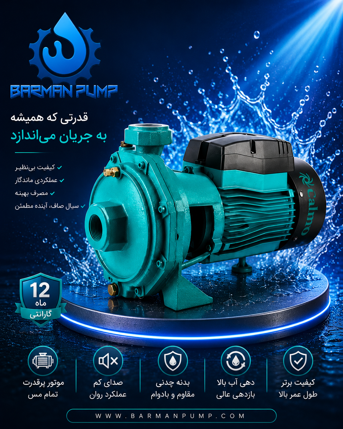 پمپ آب ۳ اسب دو پروانه بشقابی کالمو مدل CB 310